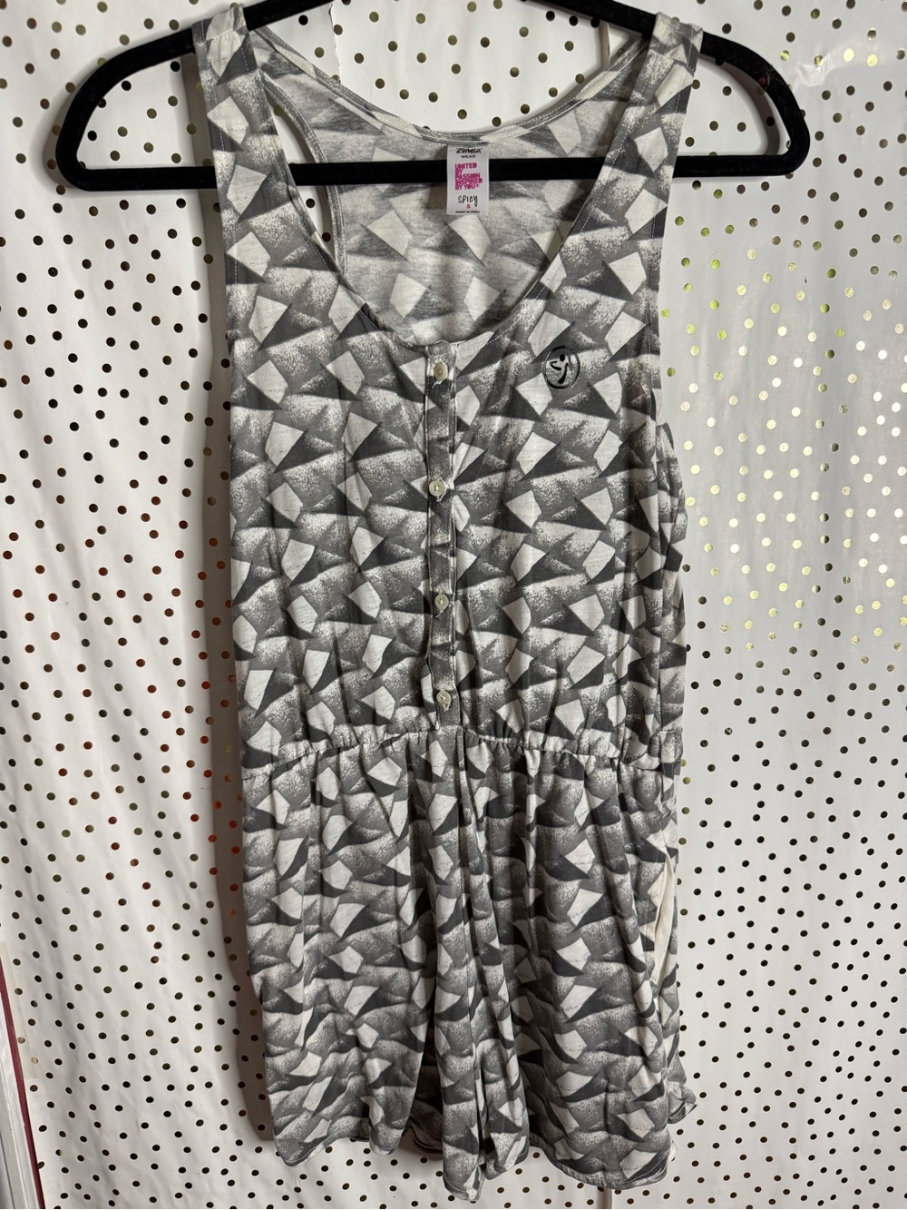 Zumba Fitness Gray & White Geometric Romper